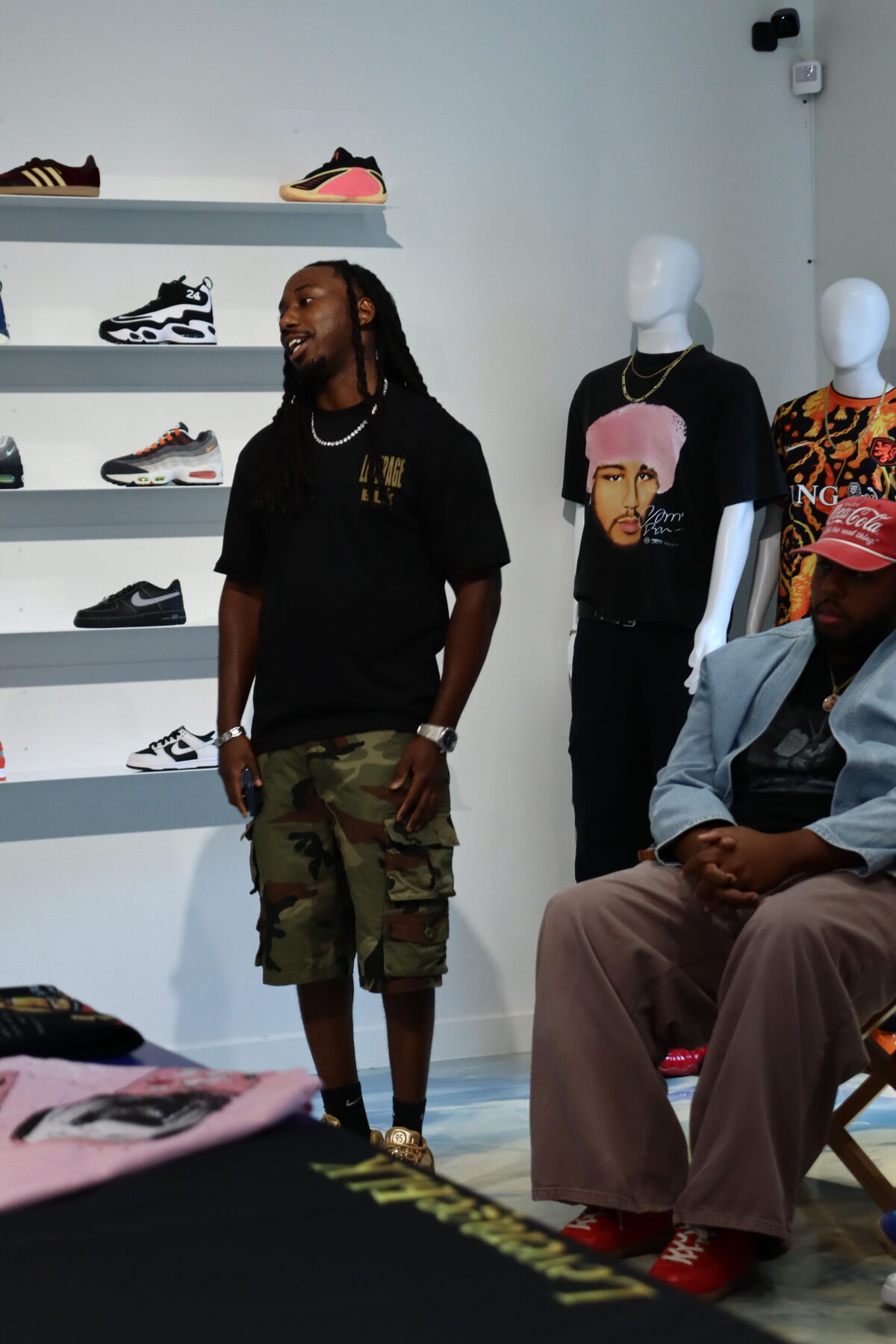 Guest browsing the sneaker wall